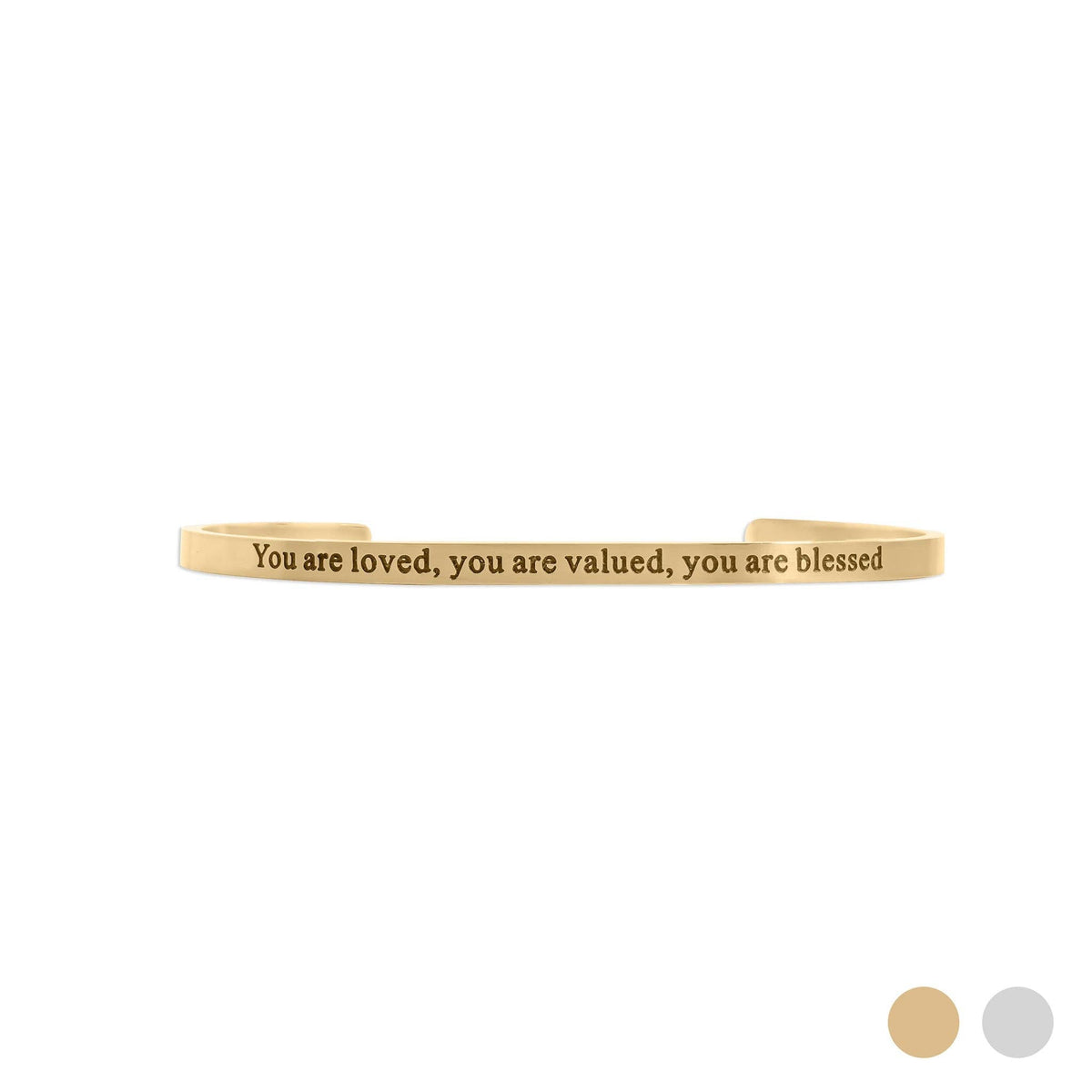 18K Gold PVD You are Loved Engraved Bangle Bracelet: Gold WJW
