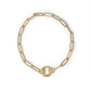 Stainless Steel Paperclip with Charm Keeper Chain Bracelet: Gold / 7.5" WJW