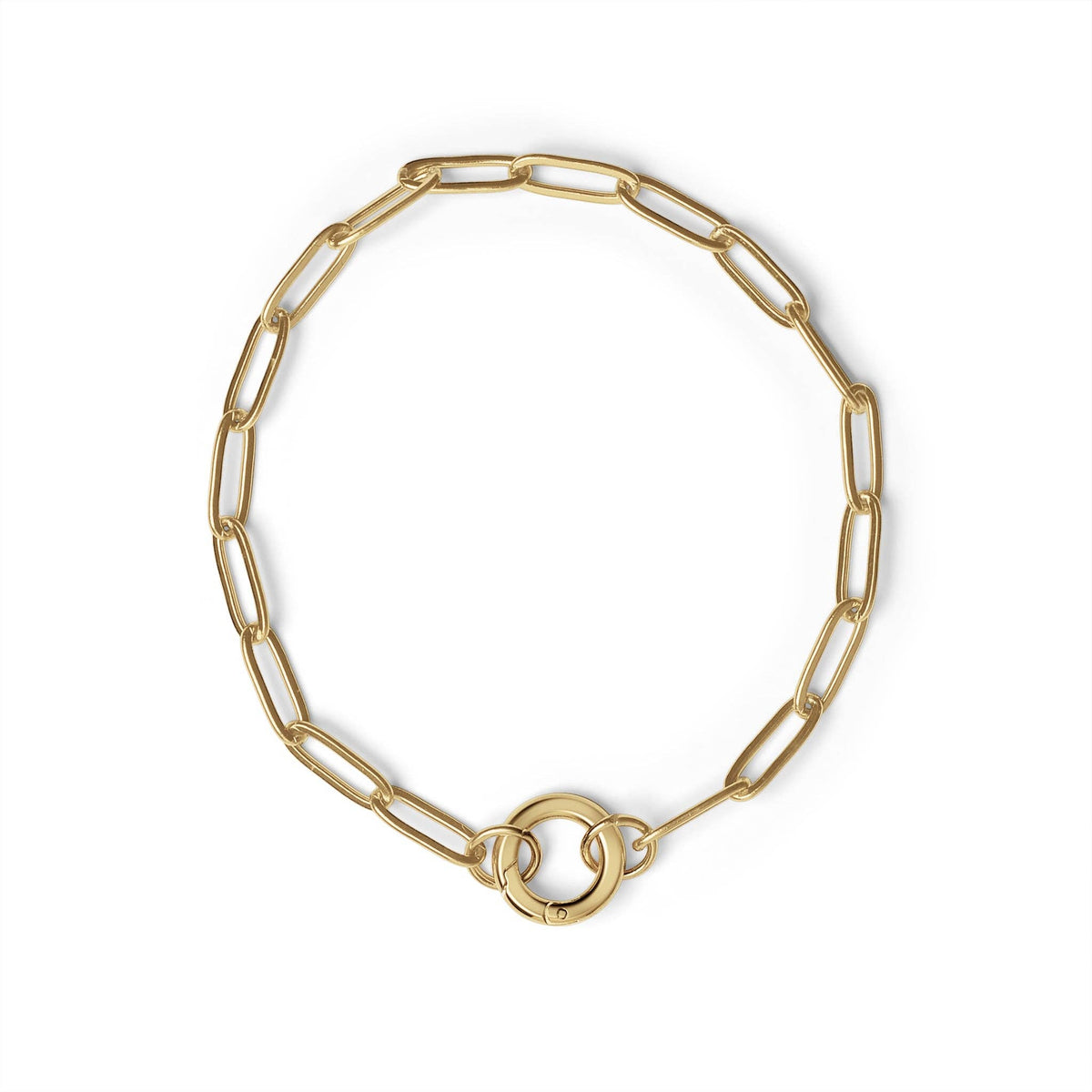 Stainless Steel Paperclip with Charm Keeper Chain Bracelet: Gold / 7.5" WJW