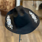 Black Cowboy Hat with White Embroidered Roses 