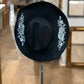 Black Cowboy Hat with White Embroidered Roses 
