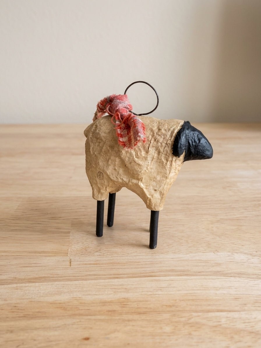 Blossom Bucket "BB" Miniature Primitive Sheep Ornament (2.75" x 2")ornament