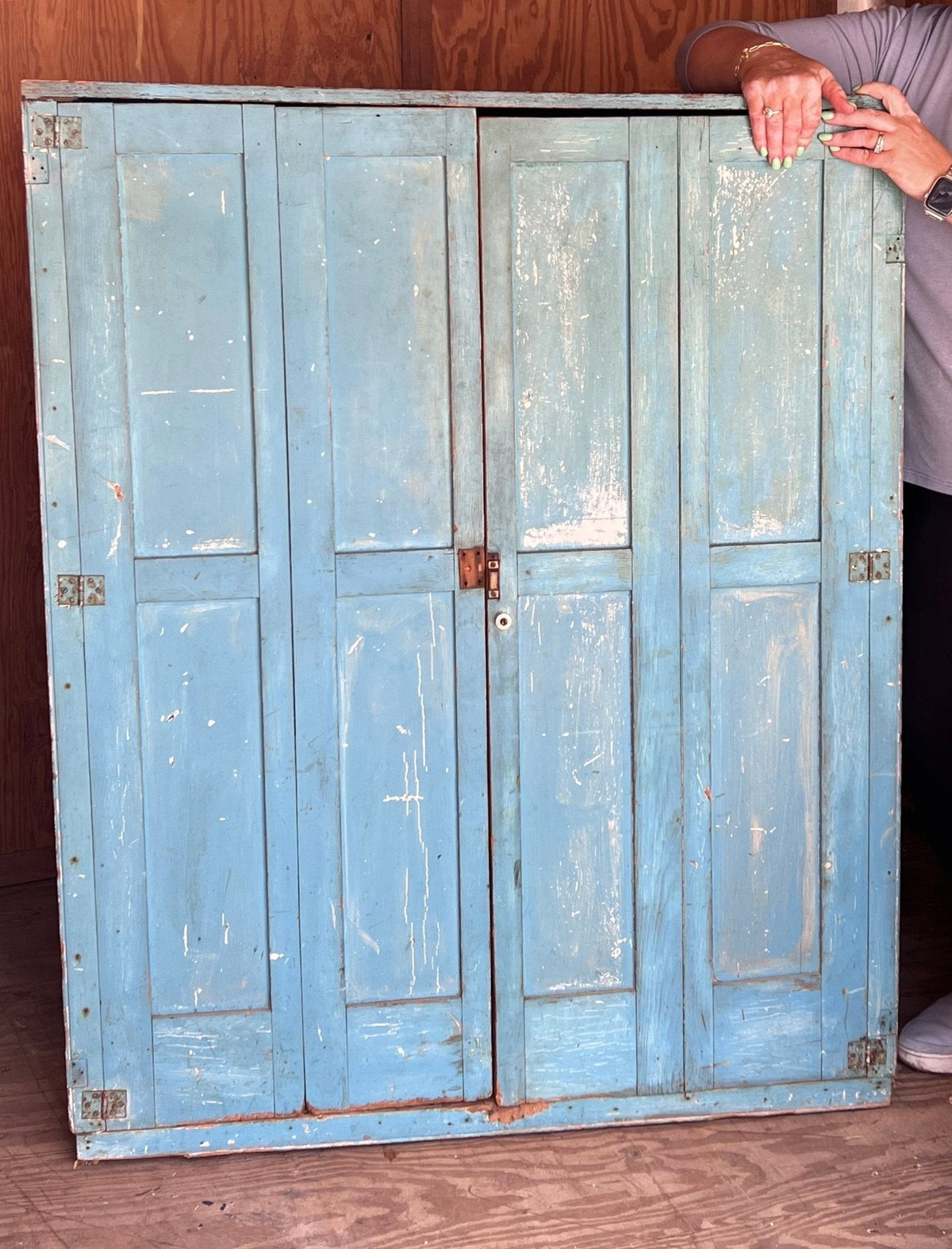 Blue Chippy Paint Cupboard - The Mustard Seed Collection, The Seed