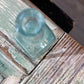 Blue Green Glass Apothecary Bottle Square Bottom