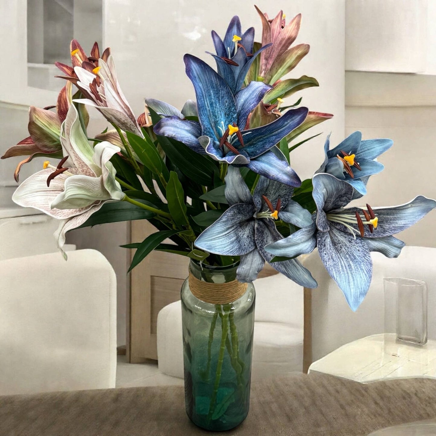 Blue Real Touch Premium Quality Elegant Blue Bloom Lily - The Mustard Seed Collection, The Seed