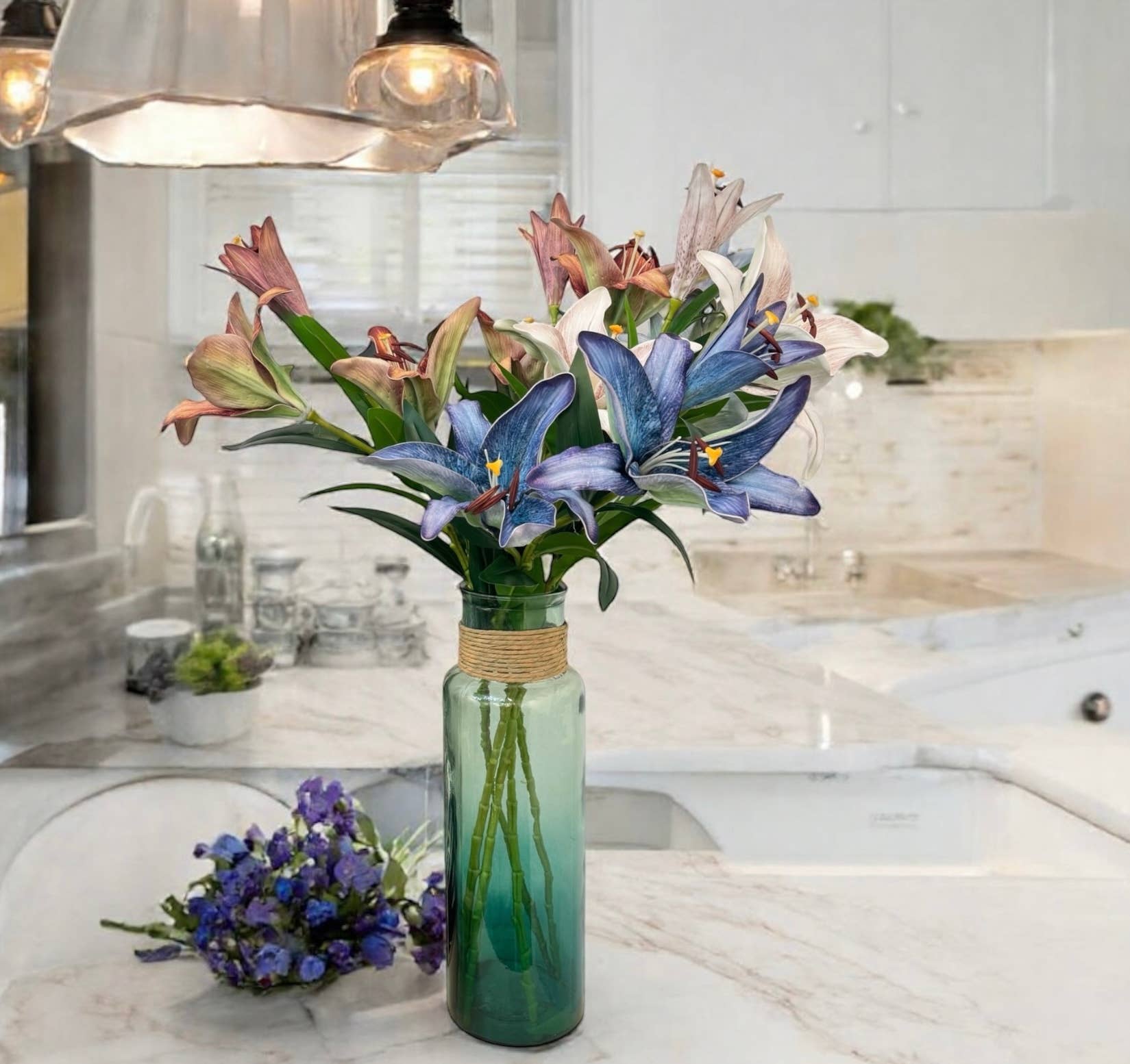 Blue Real Touch Premium Quality Elegant Blue Bloom Lily - The Mustard Seed Collection, The Seed