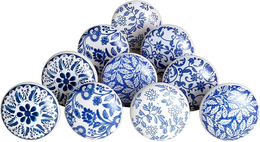 Blue & White Ceramic Knob - The Mustard Seed Collection, The Seed
