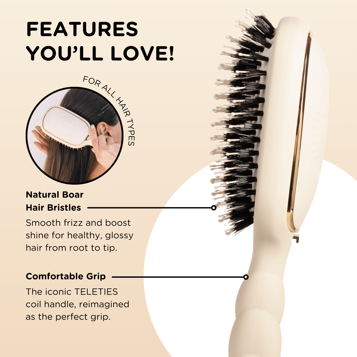 Boar Brush | Full Size | Tan