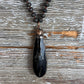 Bohemian Black Bead & Teardrop Pendant Necklace 
