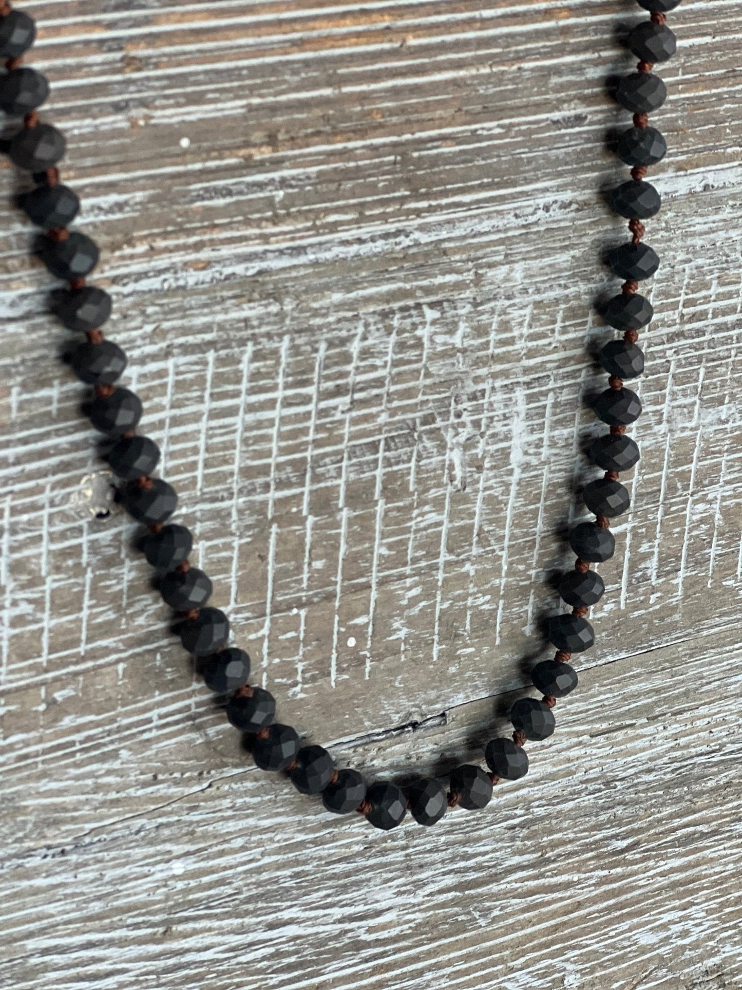 Bohemian Black Bead & Teardrop Pendant Necklace 