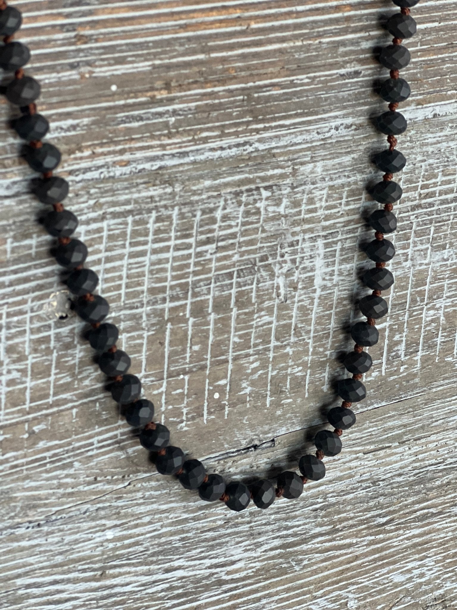Bohemian Black Bead & Teardrop Pendant Necklace 