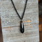 Bohemian Black Bead & Teardrop Pendant Necklace 