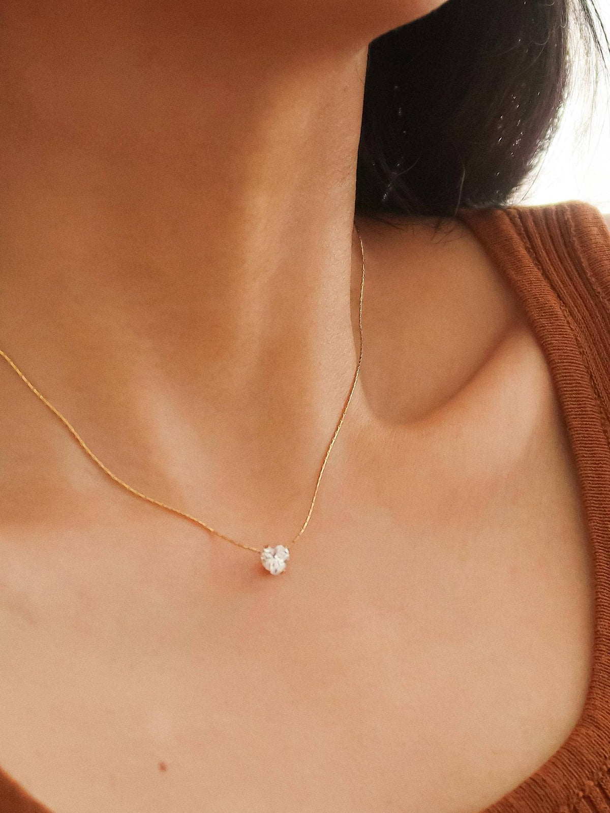 Bonnie 18K Non-Tarnish Petite Heart CZ Necklace: Yellow Gold - The Mustard Seed Collection, The Seed