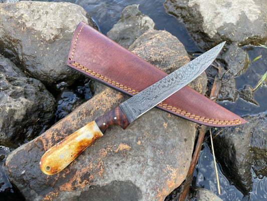 BONNING AND FLAYING KNIFE WITH HIGH CARBON LADDER DAMASCUS - The Mustard Seed Collection, The Seed