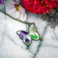 Botanical Butterfly Necklace, Real Pressed Flowers, Butterfly Shaped Pendant, Purple Flower, Lace Flower, Flowers in Resin