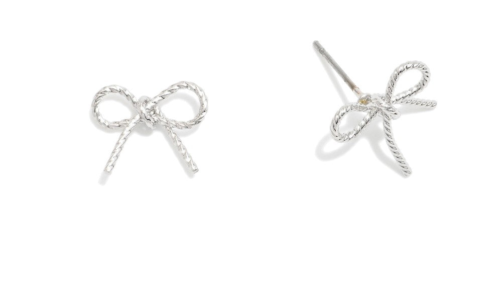 Metal bow Earrings Small Textured Bow