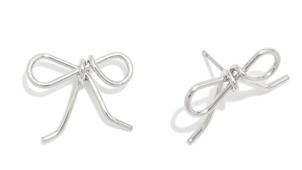 Metal bow Earrings Large Smooth Bow