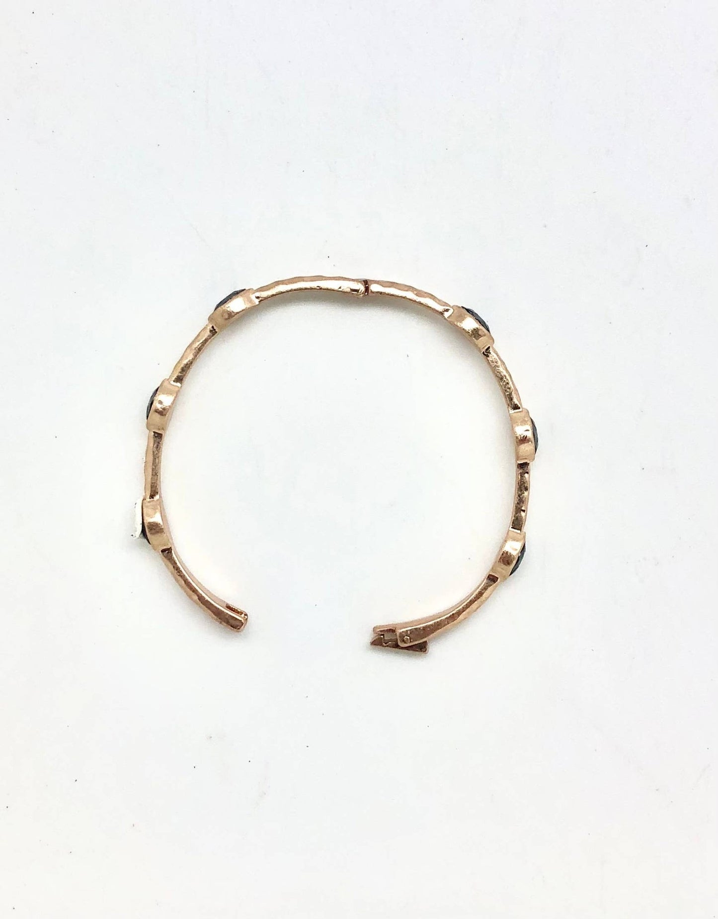 Bracelet 6 Glass Oval Midnight Matte Gold w/safety ClaspHook