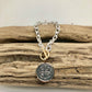 Bracelet Alloy Plated Link Chain Silver w/Two Tone CoinCharm