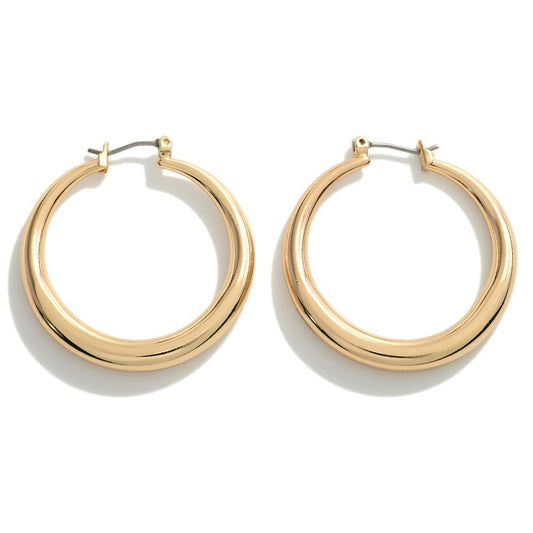 Brass Hollow Hoop With Taper Detail Gold