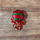 Brooch/Pin Red & Green Ornament with Bow