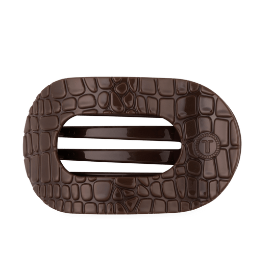 Brown Crocodile | Large| Flat Round Hair Clip TELETIES