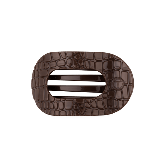 Brown Crocodile | Medium | Flat Round Hair Clip TELETIES
