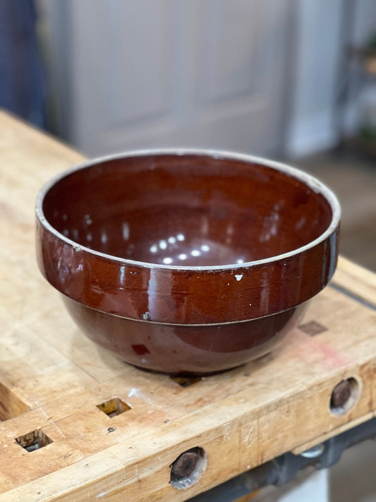 Brown Stoneware Crock Mixing Bowl - The Mustard Seed Collection, The Seed
