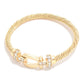 Buckle & Rhinestone Textured Metal Bangle Bracelet - The Mustard Seed Collection, The Seed