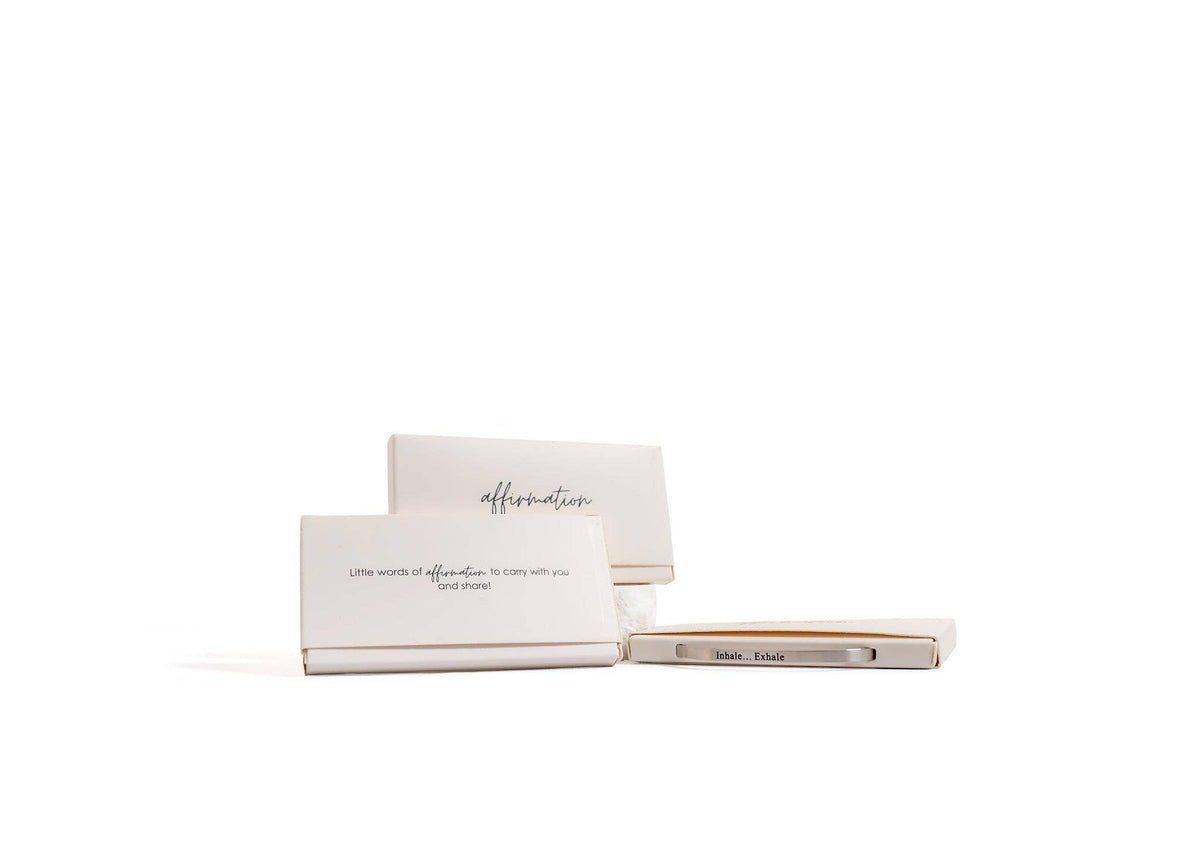 18K Gold PVD Stainless Steel Inhale Exhale Engraved Bracelet: Gold WJW