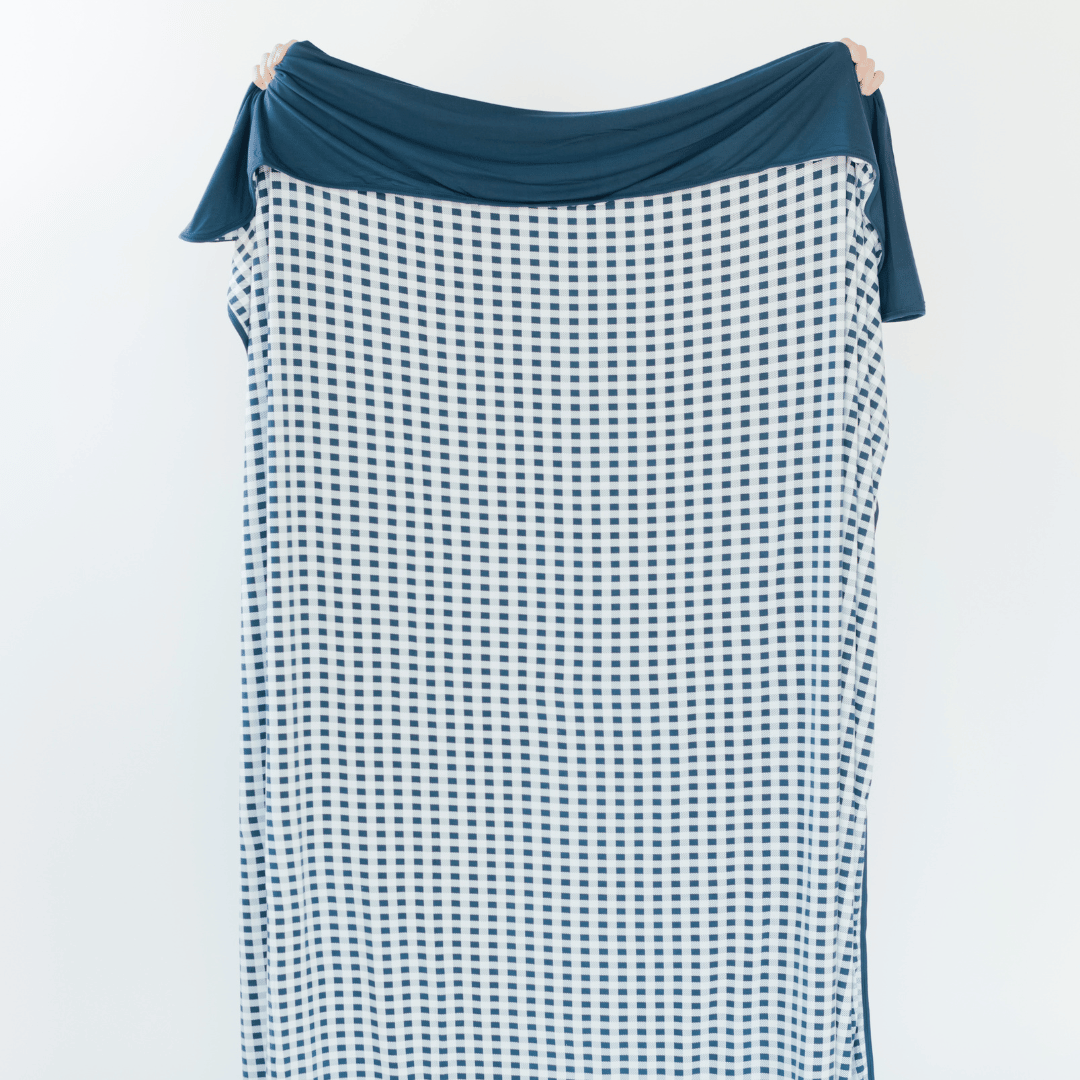 Gingham Adult Swaddle Blanket, Summer Picnic Blanket
