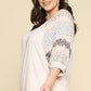 Floral Dolman Sleeves Top: Beige