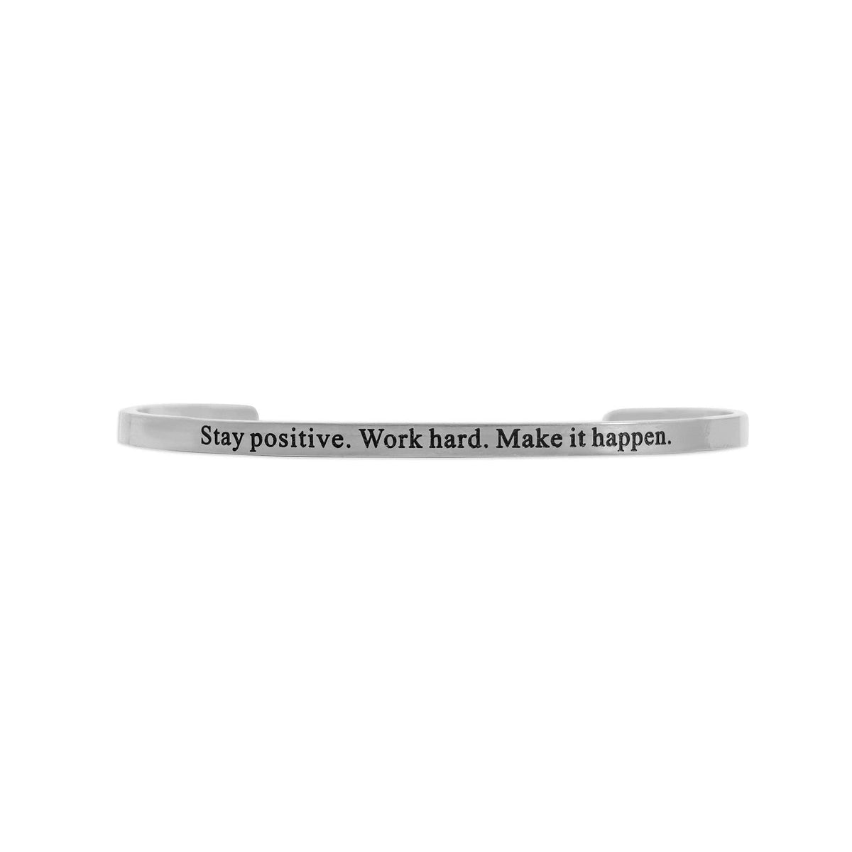 18K Gold PVD Stay Positive Work Hard Engraved Bracelet: Stainless WJW