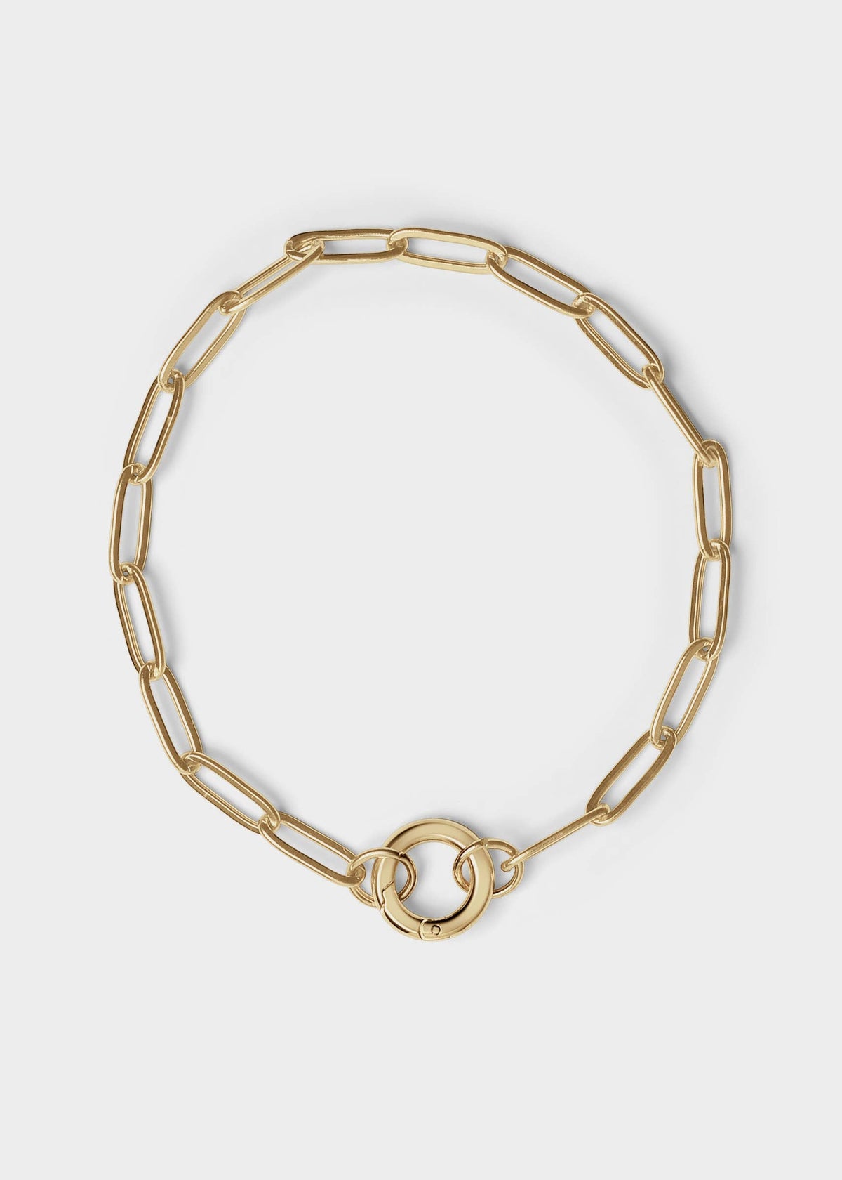 Stainless Steel Paperclip with Charm Keeper Chain Bracelet: Gold / 7.5" WJW