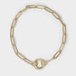 Stainless Steel Paperclip with Charm Keeper Chain Bracelet: Gold / 6.5" WJW