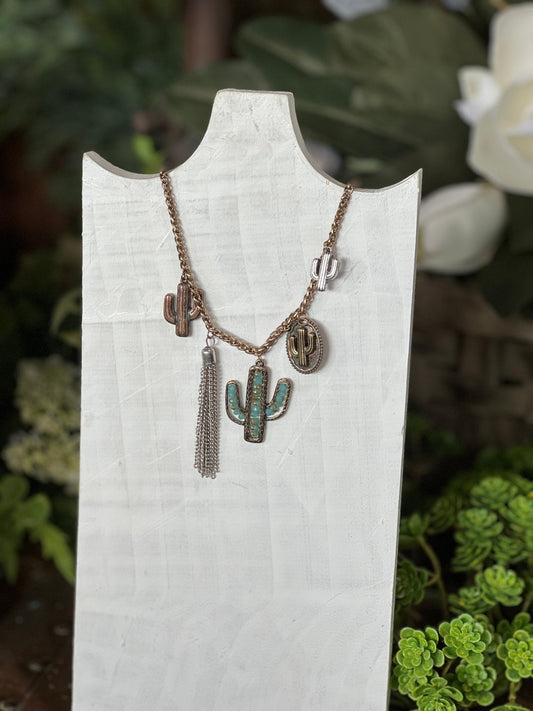 Cactus & Tassel Charm Necklace - The Mustard Seed Collection, The Seed