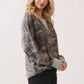 Camo Terry Knit Pullover Top Heather Grey/Camo