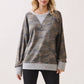 Camo Terry Knit Pullover Top Heather Grey/Camo