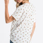 Casual Floral Button-Down Women's Top: Ivory/Lavender