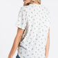 Casual Floral Button-Down Women's Top: Ivory/Lavender