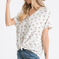 Casual Floral Button-Down Women's Top: Ivory/Lavender