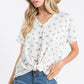 Casual Floral Button-Down Women's Top: Ivory/Lavender