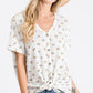 Casual Floral Button-Down Women's Top: Ivory/Lavender