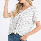 Casual Floral Button-Down Women's Top: Ivory/Lavender