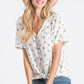 Casual Floral Button-Down Women's Top: Ivory/Lavender