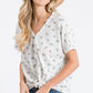 Casual Floral Button-Down Women's Top: Ivory/Lavender