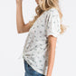 Casual Floral Button-Down Women's Top: Ivory/Lavender
