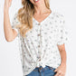 Casual Floral Button-Down Women's Top: Ivory/Lavender