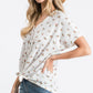 Casual Floral Button-Down Women's Top: Ivory/Lavender