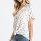 Casual Floral Button-Down Women's Top: Ivory/Lavender